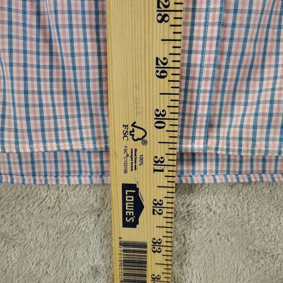 Croft&Barrow Button Up Shirt Men 18 34/35 Easy Care Classic Fit Blue Pink Plaid - Picture 5 of 11